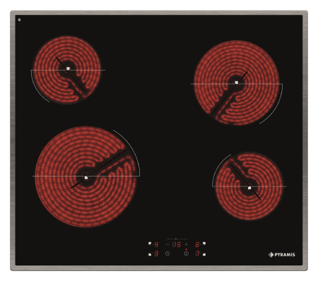 Pachet Pyramis 8P 60IN 80202 PHC61430IFB – cuptor electric 69L, 8 funcții, clasa A, plită vitroceramică 4 zone, Grill, timer electronic, afișaj digital, butoane retractabile, finisaj sticlă neagră și [2]