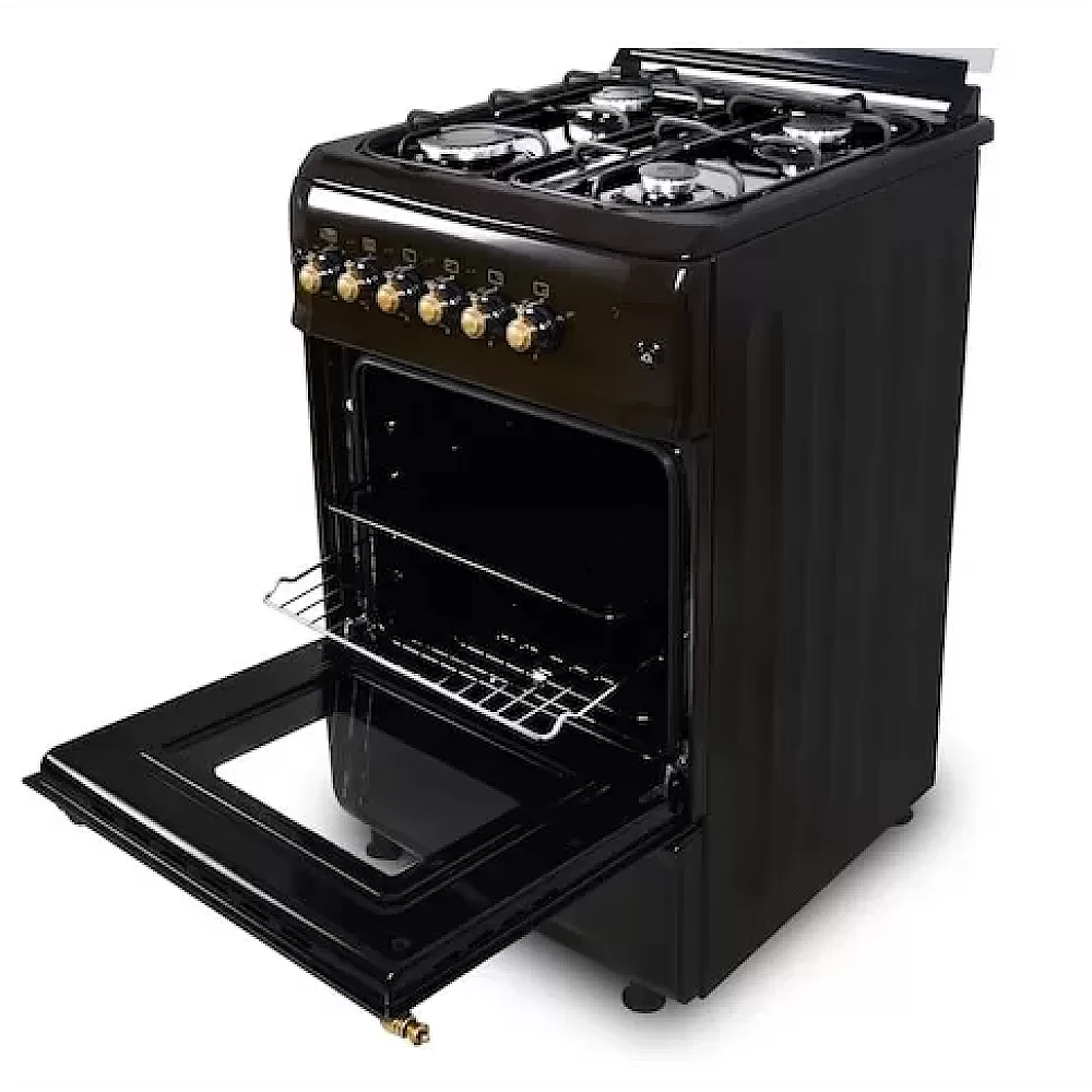 Pachet rustic aragaz si hota telescopica Studio Casa Retro Verona Retro Black , 50/ 55 cm., 4 arzatoare gaz, Cuptor gaz, Aprindere electrica, Gril electric, Negru [3]