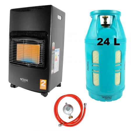 Climatizare si sisteme de incalzire - PACHET - Soba pe gaz GPL BÖHM BF-003A, 4,20 kW, 3 trepte de putere, 20-80 m², Regulator GPL + Furtun GPL 1,5 m + Butelie compozit reincarcabila 10kg/24L