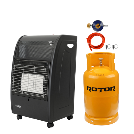 Pachet - Soba pe gaz Samus RS421, GPL, 3 trepte de putere, Senzor de prezenta a flacarii, Aprindere piezo-electrica, Negru + Butelie GPL General Max 26L [0]