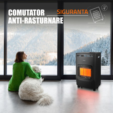 Pachet - Soba pe gaz Samus RS423 Aprindere piezoelectrica, 3 trepte putere 1.5 / 2.8 / 4.2 kW, senzor o2 comutator anti rasturnare + Butelie GPL General Max 26L [9]