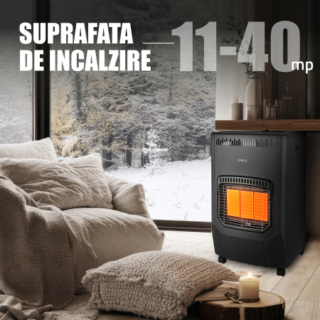 Pachet - Soba pe gaz Samus RS423 Aprindere piezoelectrica, 3 trepte putere 1.5 / 2.8 / 4.2 kW, senzor o2 comutator anti rasturnare + Butelie GPL General Max 26L [7]