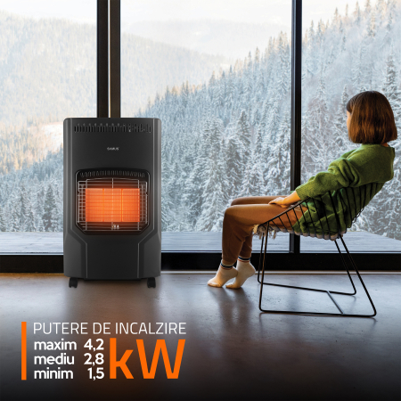 Pachet - Soba pe gaz Samus RS423 Aprindere piezoelectrica, 3 trepte putere 1.5 / 2.8 / 4.2 kW, senzor o2 comutator anti rasturnare + Butelie GPL General Max 26L [6]