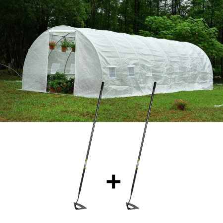 Pachet - Solar pentru legume 8x3x2m, 24 mp, folie UV4 verde din polietilena armata + 2 Sapaligi cu coada metalica [0]