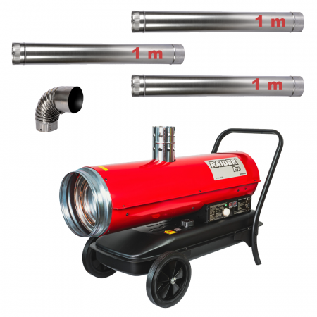 Tunuri de caldura - Pachet-Tun aer cald diesel ardere indirecta 50 kW + 3 m evacuare + cot