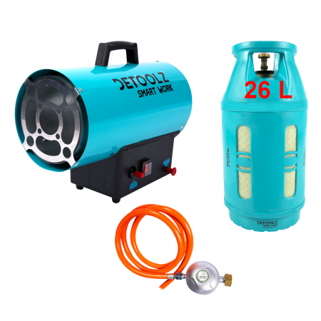Climatizare si sisteme de incalzire - Pachet Tun de caldura pe GPL 15000 W, 100 m3 + Butelie reincarcabila 10kg/24L