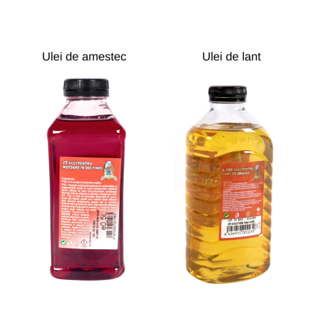 Pachet - Ulei de ungerea lantului + Ulei de amestec in 2 T, Rosu, 0.5L