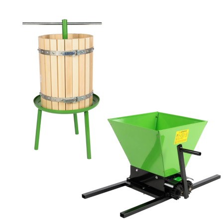 Zdrobitoare-Teascuri-Razatori - PACHET ZDROBITOR DE STRUGURI MANUAL 350KG + TEASC 32L, 180 kg/ora, Micul Fermier GF-1710