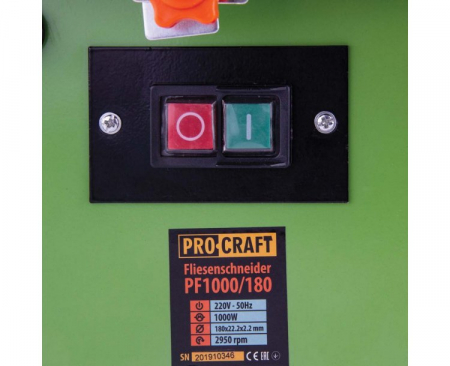 Masina de taiat gresie Procraft PF1000/180, 1 kW, 2950 turatii, unghi 90°/45° - 34/18mm, dimensiuni masa 39x38 cm [10]