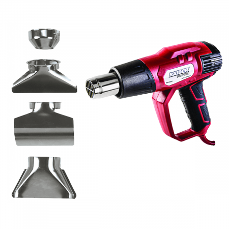 Suflante cu aer cald - Pistol aer cald 2000W, 2 trepte, 350 °C, accesorii geanta plastic RDP-HG22 Raider Power Tools
