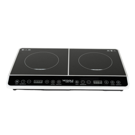 Aragazuri si plite - Plită cu inducție dublă Detoolz DZ-EI1010-G01, 3000W, suprafață ceramică, 2 zone de gătit