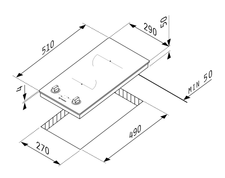 Plită electrică domino Pyramis PHC31233FMB, 2 zone de gătit, 9 trepte de putere, control cu butoane reostatice, indicator căldură reziduală, finisaj elegant din sticlă neagră [1]