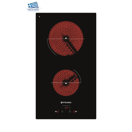 Aragazuri si plite - Plită electrică Pyramis PHC31230FMB, 2 zone de gătit, control Touch, 9 trepte de putere, Timer și OSD, design modern sticlă neagră