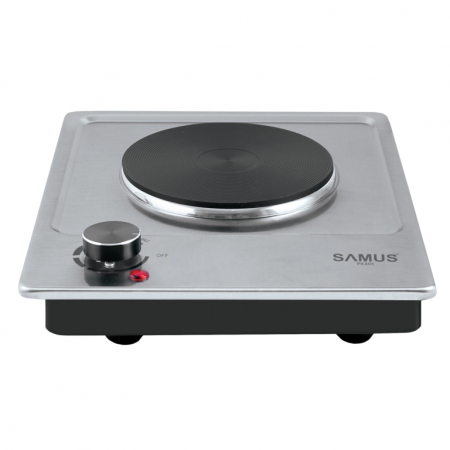 BUCATARIE - Plita electrica Samus PX301, picioruse de cauciuc rezistente, 1 arzator, protectie la supraincalzire, termostat reglabil, Inox
