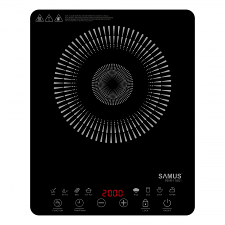 Aragazuri si plite - Plita electrica vitroceramica cu inductie Samus PSVFI-11BG1, 8 functii de gatit, timer, protectie la supraincalzire, control tactil cu senzor, Neagra