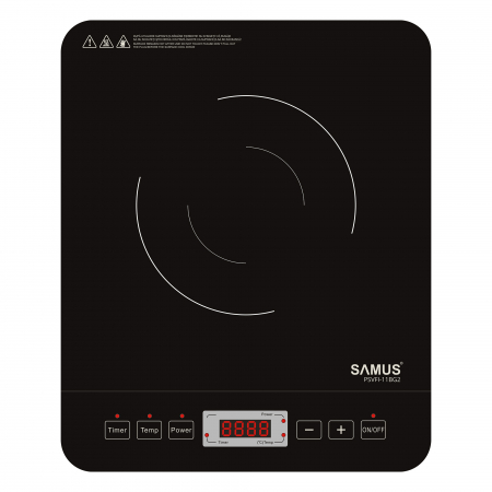 Plita electrica vitroceramica cu inductie Samus PSVFI-11BG2, 8 nivele de putere, timer, protectie la supraincalzire, control tactil cu senzor, Negru/Inox [2]
