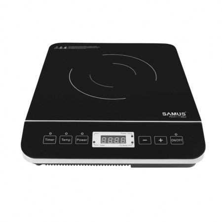 Aragazuri si plite - Plita electrica vitroceramica cu inductie Samus PSVFI-11BG2, 8 nivele de putere, timer, protectie la supraincalzire, control tactil cu senzor, Negru/Inox