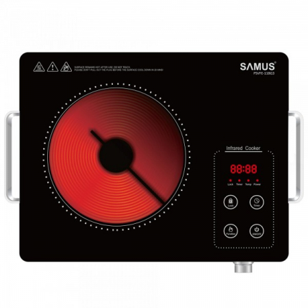 Aragazuri si plite - Plita electrica vitroceramica Samus PSVFE-11BG3, 10 nivele de putere, timer, protectie la supraincalzire, blocare acces copii, Neagra