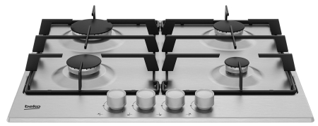 Plita gaz Beko, control butoane frontal, 4 arzatoare, siguranta plita, aprindere integrata, arzatoare cu eficienta ridicata, suport vase emailat, 60 cm latime, culoare butoane: inox cu capac cromat, 4 [2]