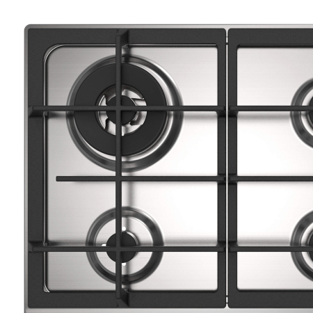 Plita gaz Master Kitchen, gama Edge, design inox, 60 cm, 4 arzatoare, gratare fonta, arzator wok, aprindere integrata, sistem siguranta [2]