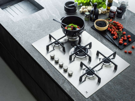 Plita gaz Master Kitchen, gama Edge, design inox, 75 cm, 5 arzatoare plate, gratare fonta, arzator coroana tripla, aprindere integrata, sistem siguranta [3]