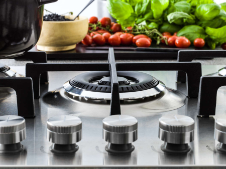 Plita gaz Master Kitchen, gama Edge, design inox, 75 cm, 5 arzatoare plate, gratare fonta, arzator coroana tripla, aprindere integrata, sistem siguranta [4]