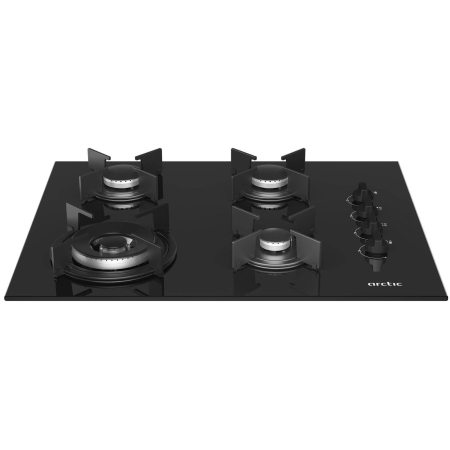 Aragazuri si plite - Plita Incorporabila Arctic ARNGW64127SB, Gaz, 4 Arzatoare, Aprindere electrica, WOK, Safety Plus, 65 cm, Sticla Neagra