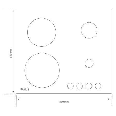 Plita incorporabila combinata mixta Samus PSVG-622BG1, 2 arazatoare pe gaz, 2 vitroceramice, 60 cm, [2]