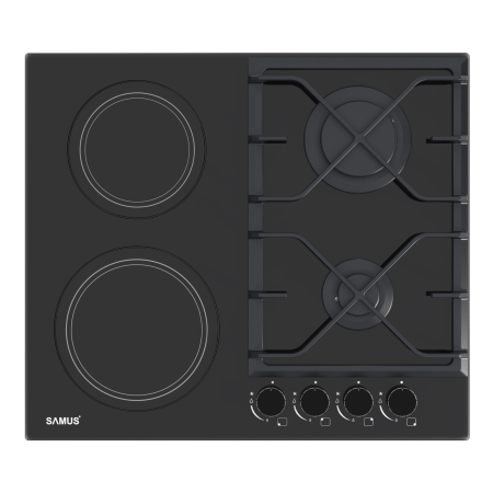 Plita incorporabila combinata mixta Samus PSVG-622BG1, 2 arazatoare pe gaz, 2 vitroceramice, 60 cm, [1]