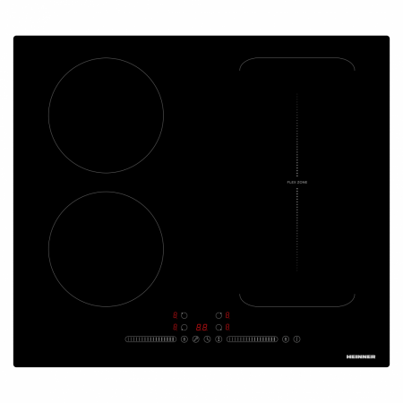 Aragazuri si plite - Plita incorporabila cu Inductie, Heinner HBHI-M4ZB1FXTC, 4 zone de gatit, Bridge, Boost, Control touch, Timer, Protectie copii, Indicator caldura, 60 cm, Negru