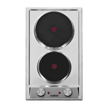 Aragazuri si plite - Plita incorporabila electrica Samus PSE-32SX, 2 zone de gatit, panou de control frontal, Argintie