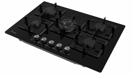 Plita incorporabila Fram FBH-M705IWF-GBK, Gaz, 5 arzatoare, Aprindere electrica, Dispozitiv de siguranta, 75 cm, Neagra [1]