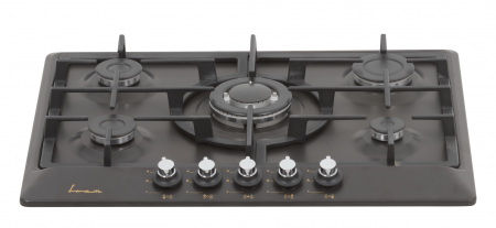 Plita incorporabila - Plita incorporabila Fram FBH-S705IWF-RBK, Gaz, 5 arzatoare, Wok, Aprindere electrica, Gratar fonta, Duze GPL incluse, 70 cm, Negru