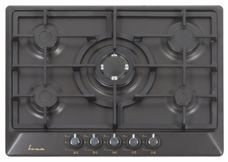 Plita incorporabila Fram FBH-S705IWF-RBK, Gaz, 5 arzatoare, Wok, Aprindere electrica, Gratar fonta, Duze GPL incluse, 70 cm, Negru [1]