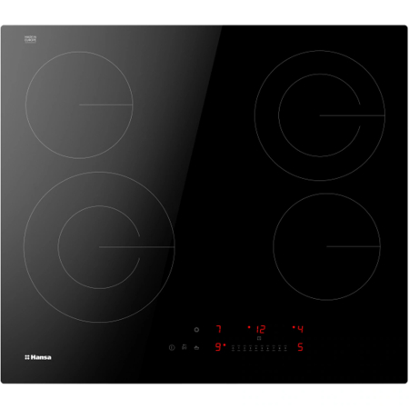 Plita incorporabila Hansa, 60 cm, Ceramica electrica, 4 zone, 2 zone extinse, touch, comenzi frontale, indicator putere, ChildLock, Auto Boil, mentinere temperatura, timer, sticla neagra [2]