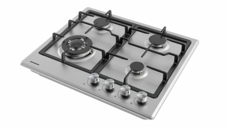 Plita incorporabila Heinner HBH-M495IWFIX, Gaz, 4 arzatoare, Wok, Aprindere, Dispozitiv de siguranta, 60 cm, Inox [1]