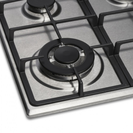 Plita incorporabila Heinner HBH-V4IWFSCIX, Gaz, 4 arzatoare, Arzator wok, Aprindere electrica integrata, Control lateral, Gratar fonta, 58 cm, Inox [2]
