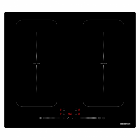Aragazuri si plite - Plita incorporabila Heinner HBHI-M4ZB2FXTC, Inductie, 4 zone de gatit, Bridge, Boost, Control touch, Timer, Protectie copii, Indicator caldura reziduala, 60 cm, Negru