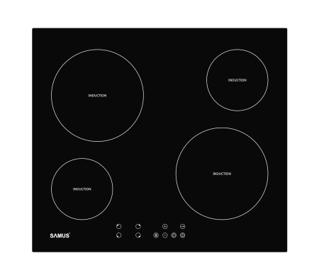 Plită cu inducțieSamus PSI-64BG8, 60 cm, 4 zone, 7000W, panou Touch, timer digital, blocare copii, neagră [0]