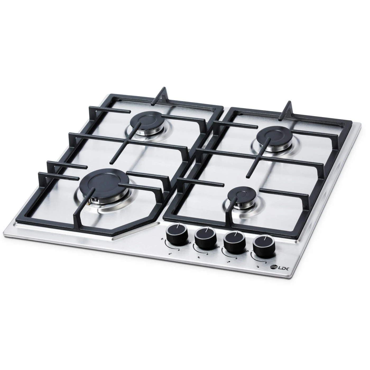 Plita incorporabila LDK 4GFIX, Tip alimentare: Gaz, 4 arzatoare, Aprindere electrica, Gratare fonta, Siguranta, 60 cm, Inox [2]