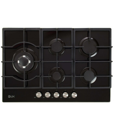 Electronice & Electrocasnice - Plita incorporabila LDK Granada WOK JZ5BK75, Tip alimentare: Gaz, 5 arzatoare, WOK, Aprindere electrica, Gratare fonta, Siguranta, 75 cm, Negru