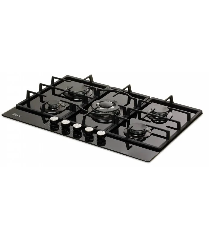 Plita incorporabila LDK Marbella WOK JZ5BK75, Gaz, 5 arzatoare, WOK, Aprindere electrica, Gratare fonta, 75 cm, Negru [2]