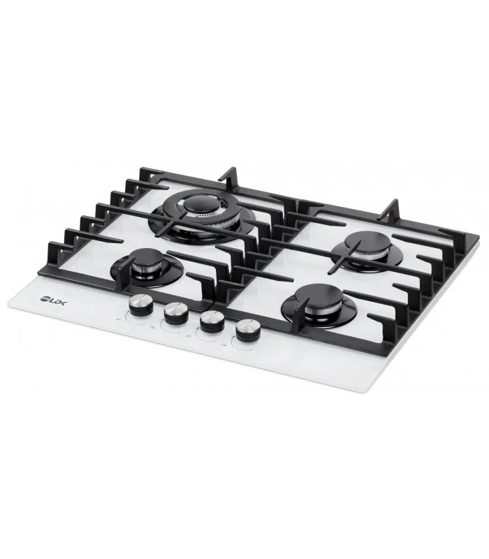 Plita incorporabila LDK Toledo WOK JZ4WHITE60, Gaz, 4 arzatoare, WOK, Aprindere electrica, Gratare fonta, 60 cm, Alb [2]