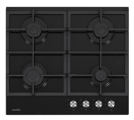 Plita incorporabila Nobeltek NHBG-6421BKF, aprindere buton, sticla neagra, gratar fonta, Negru [6]