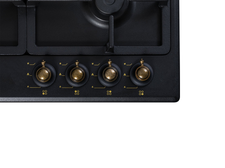 Plita incorporabila NobelTek NHBG-9744RANT, gaz, comenzi frontale, aprindere buton, gratre fonta, design rustic, Antracit [3]