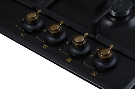 Plita incorporabila NobelTek NHBG-9744RANT, gaz, comenzi frontale, aprindere buton, gratre fonta, design rustic, Antracit [2]