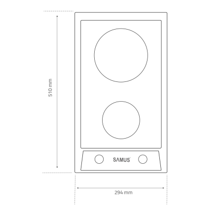 Plita incorporabila Samus PSG-32SMGN1, pe gaz, 2 arzătoare (1 mare 2.4 kW, 1 mediu 1.8 kW), sticlă neagră mată Nano, grătar fontă, aprindere electrică, panou frontal, siguranță la arzătoare, 29.4 cm [2]