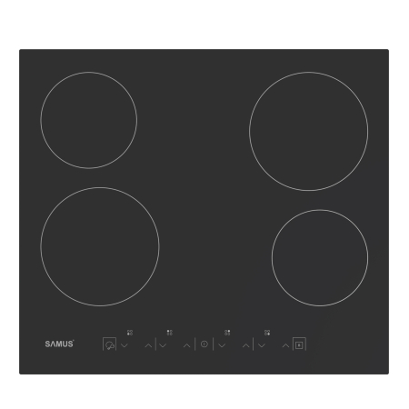 Aragazuri si plite - Plita incorporabila vitroceramica Samus PSVE-64BMG4, Latime 60 cm, 4 arzatoare, Timer, Setari putere in 9 trepte, Sticla ceramica, Negru