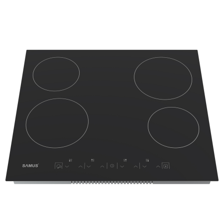 Plita incorporabila vitroceramica Samus PSVE-64BMG4, Latime 60 cm, 4 arzatoare, Timer, Setari putere in 9 trepte, Sticla ceramica, Negru [1]