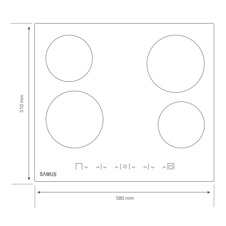 Plita incorporabila vitroceramica Samus PSVE-64BMG4, Latime 60 cm, 4 arzatoare, Timer, Setari putere in 9 trepte, Sticla ceramica, Negru [2]
